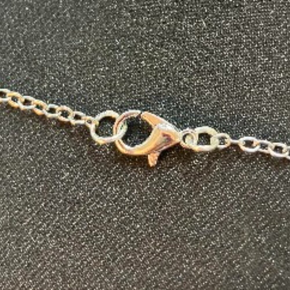 Handcrafted Sapphire Blue Cabochon Clear Cubic Zirconia Pearl Pendant Pin  20" - Picture 11 of 11